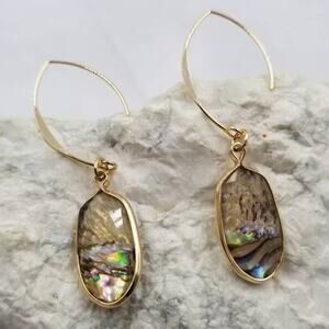 Beach Oval Abalone Dangle Earrings